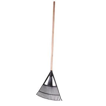 Academy Brushware Rake Leaf Black Plastic With Wooden Handle