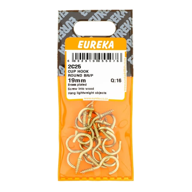 Eureka Home & General Hook Cup Round Br/p 19mm Q:16