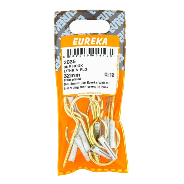 Eureka Home & General Hook Cup L/thr Plg 32mm Q:12