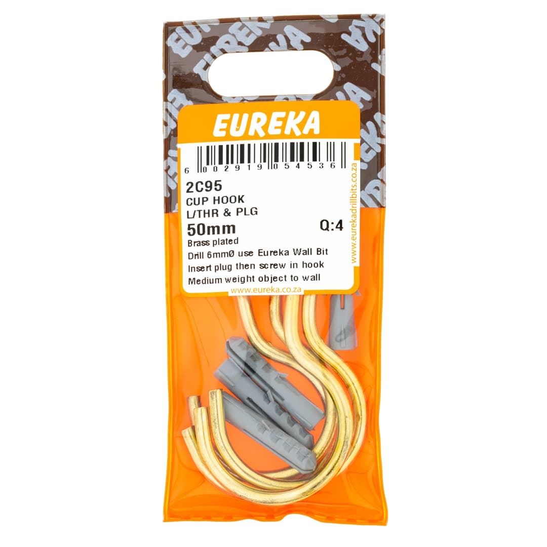 Eureka Home & General Hook Cup L/thr Plg 50mm Q:4