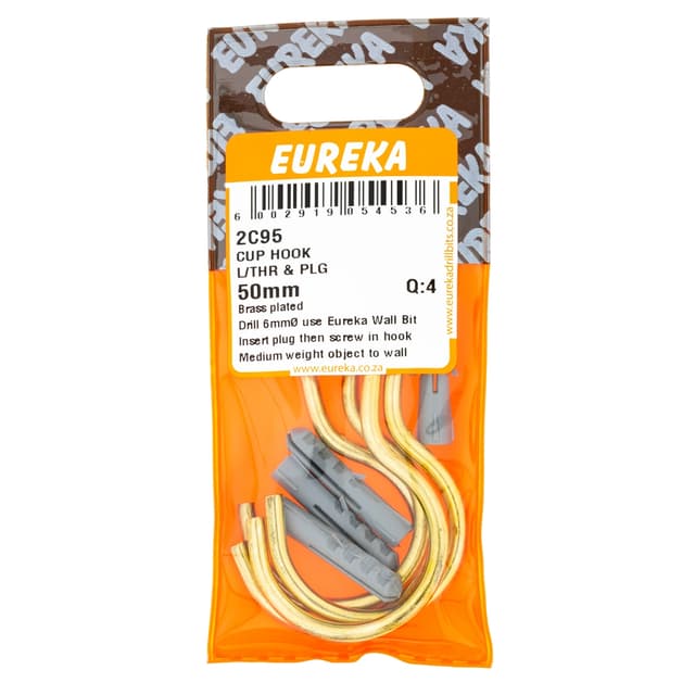 Eureka Home & General Hook Cup L/thr Plg 50mm Q:4