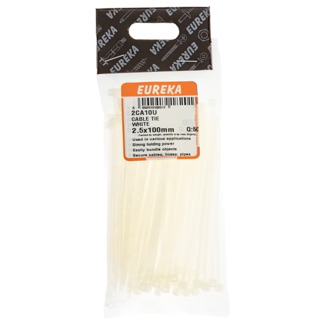 Eureka Home & General Tie Cable White 2.5x100mm Q:50