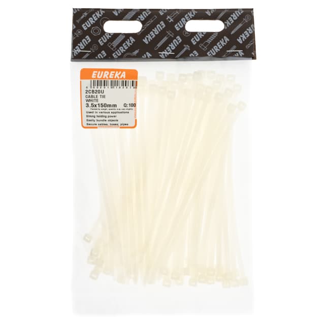 Eureka Home & General Tie Cable White 3.5x150mm Q:100