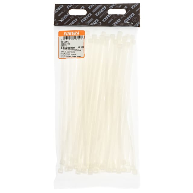 Eureka Home & General Tie Cable White 4.8x200mm Q:100