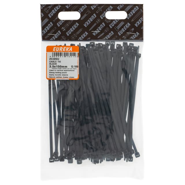 Eureka Home & General Tie Cable Black 3.5x150mm Q:100