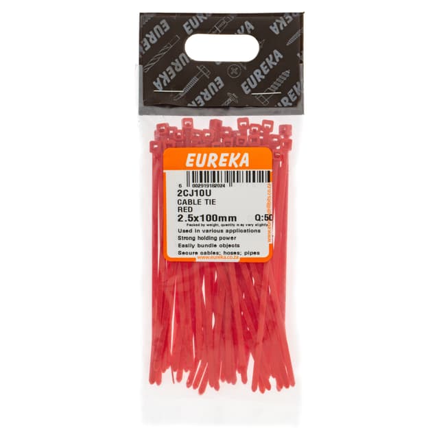 Eureka Home & General Tie Cable Red 2.5x100mm Q:50