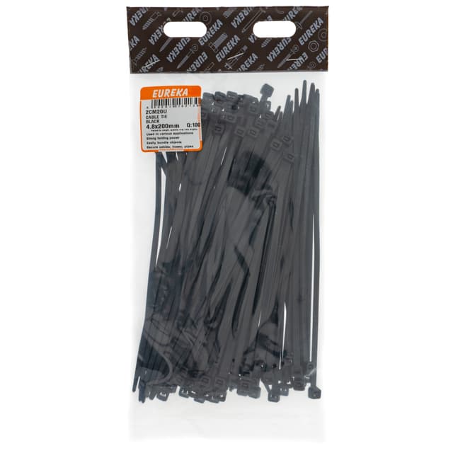 Eureka Home & General Tie Cable Black 4.8x200mm Q:100