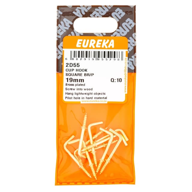Eureka Home & General Hook Cup Square Br/p 19mm Q:10