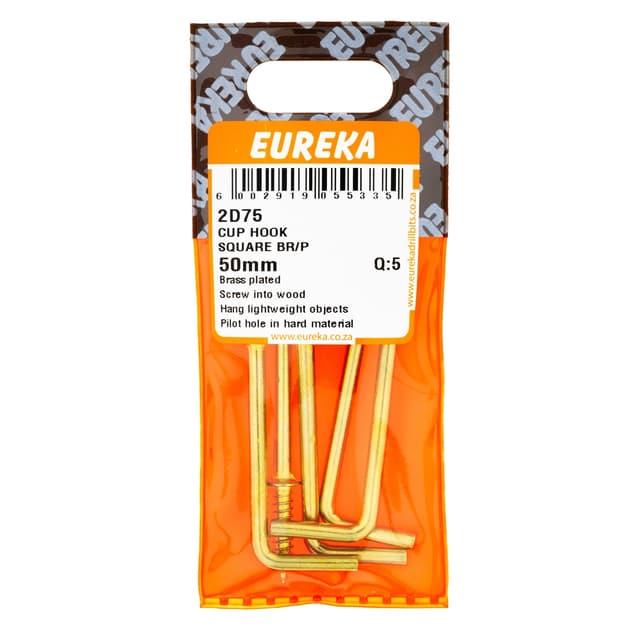 Eureka Home & General Hook Cup Square Br/p 50mm Q:5