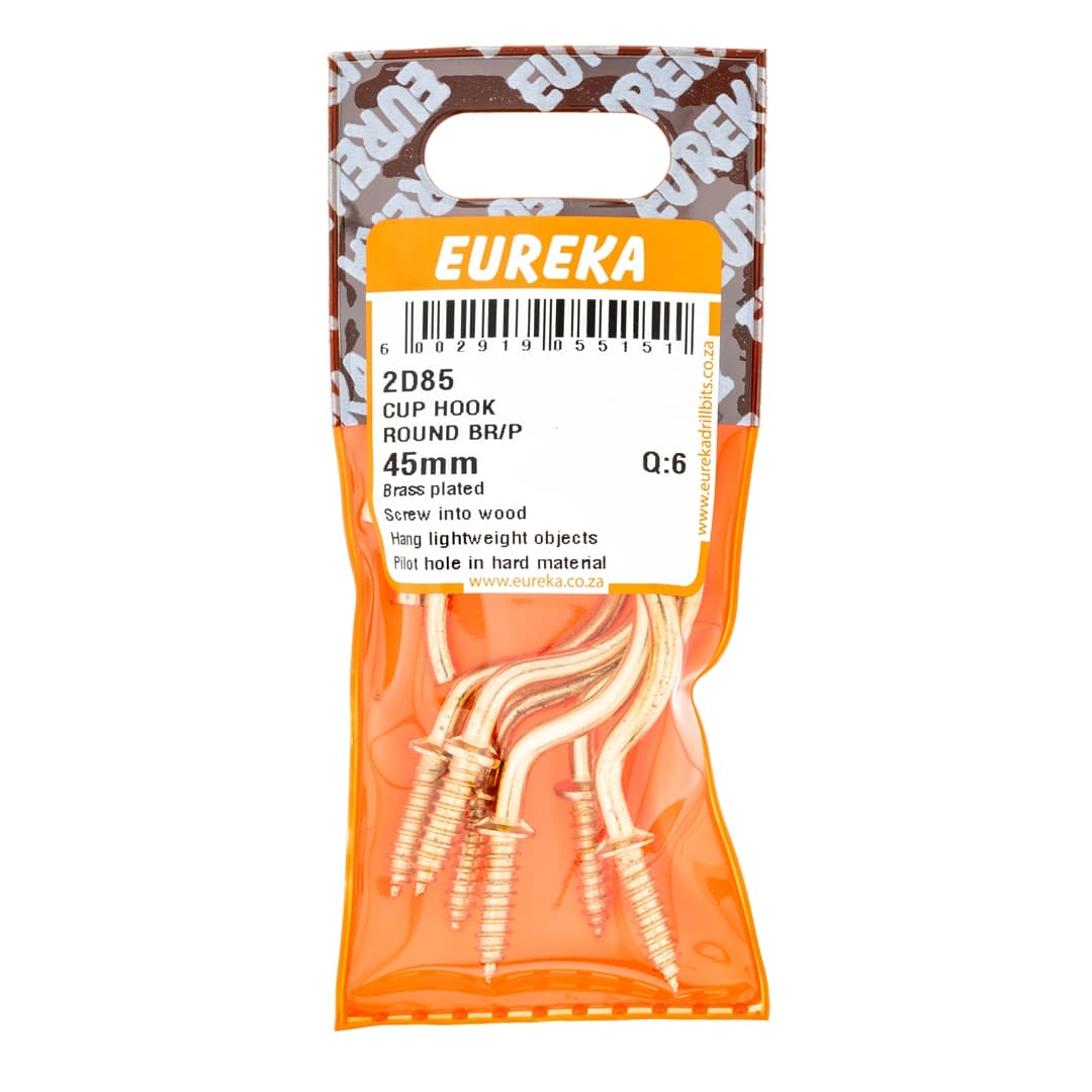 Eureka Home & General Hook Cup Round Br/p 45mm Q:6