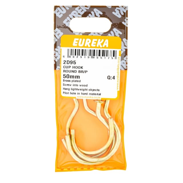 Eureka Home & General Hook Cup Round Br/p 50mm Q:4