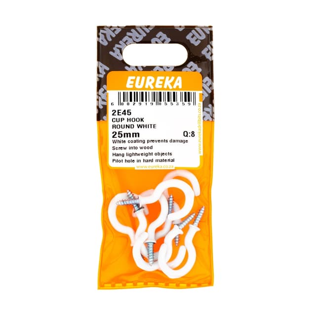 Eureka Home & General Hook Cup Round White 25mm Q:8