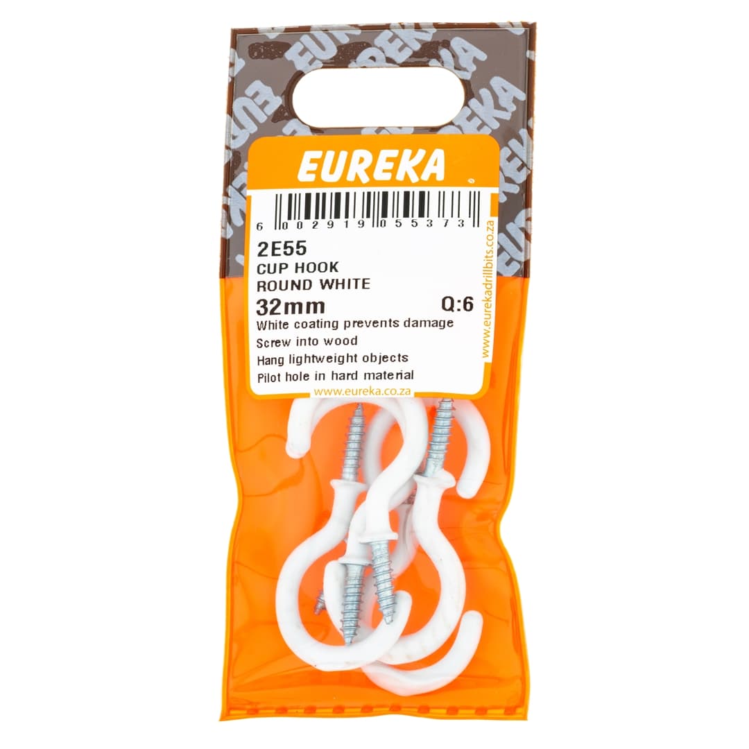 Eureka Home & General Hook Cup Round White 32mm Q:6