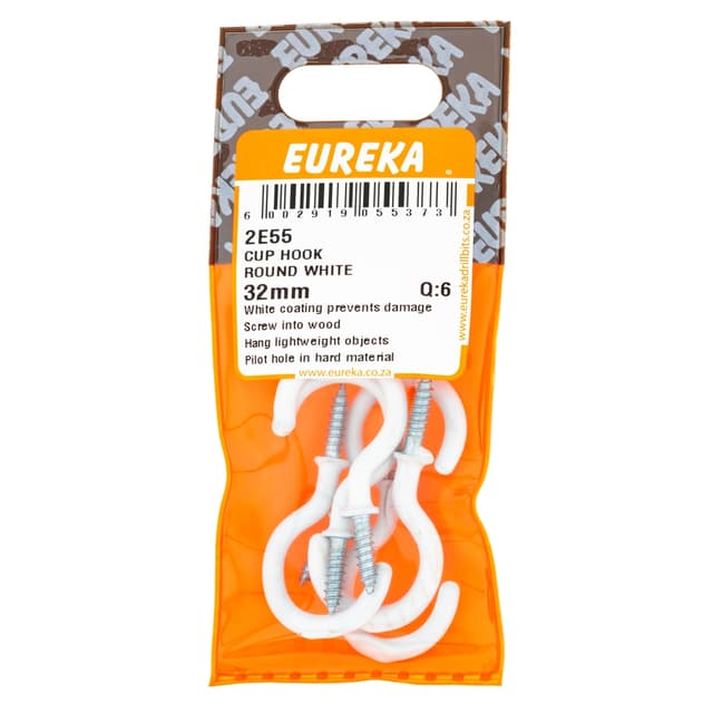 Eureka Home & General Hook Cup Round White 32mm Q:6