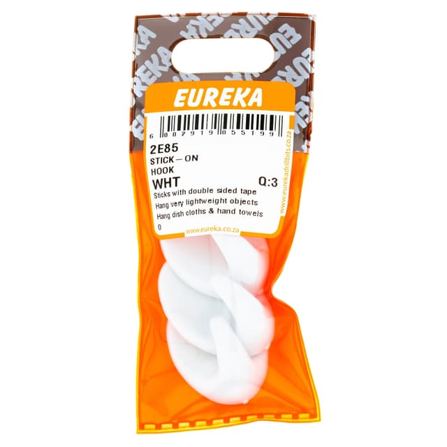 Eureka Home & General Hook Stick-on Wht Q:3