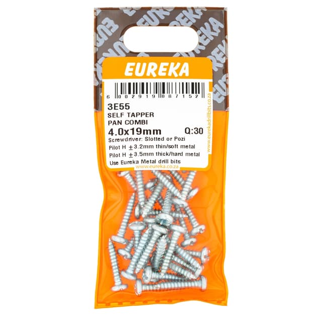 Eureka Metal Screw Self Tapper Pan Combi 4.0x19mm Q:30