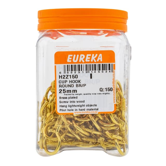 Eureka Home & General Hook Cup Round Br/p 25mm Q:150