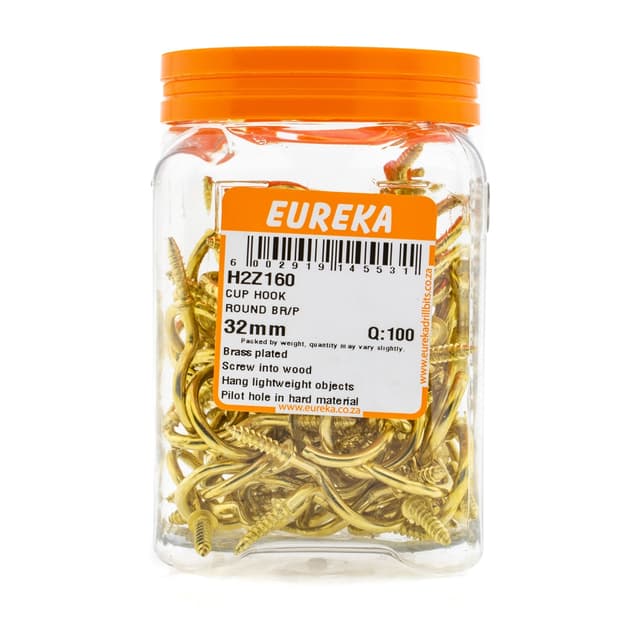 Eureka Home & General Hook Cup Round Br/p 32mm Q:100