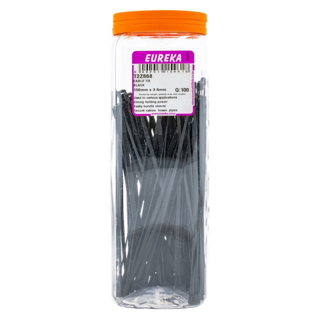 Eureka Home & General Tie Cable Black 3.5x150mm Q:100