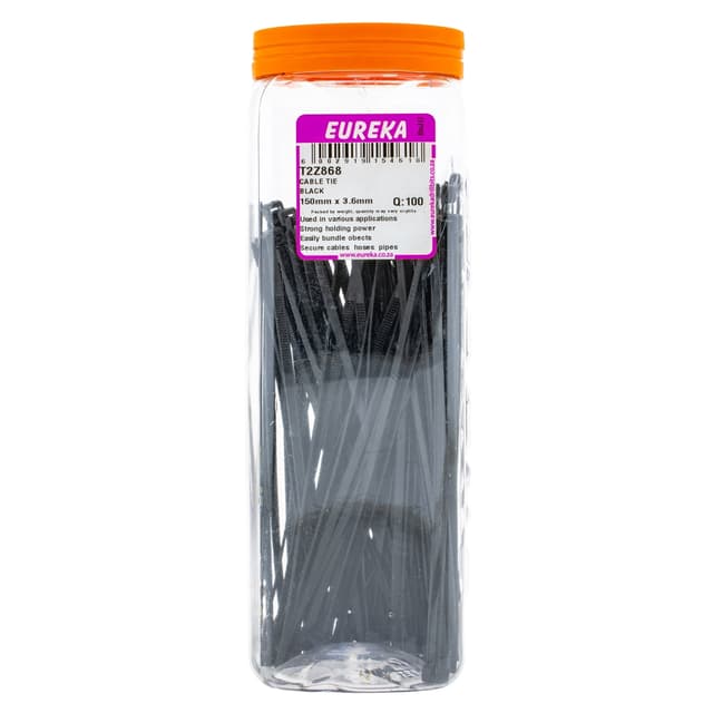 Eureka Home & General Tie Cable Black 3.5x150mm Q:100