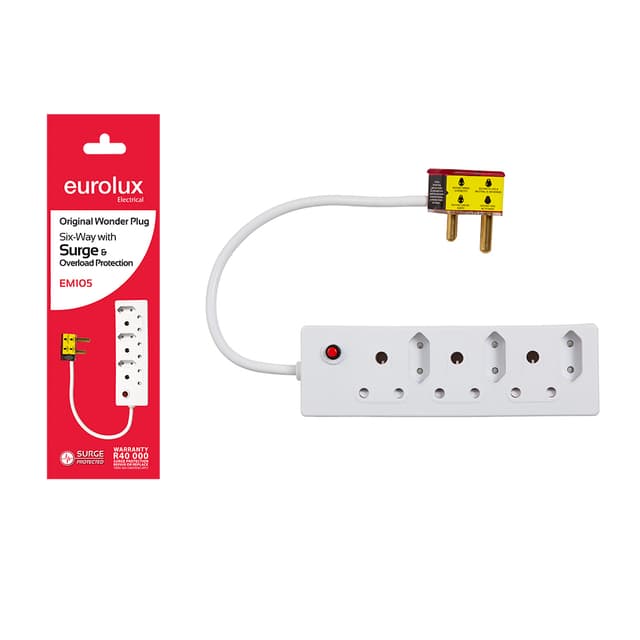 Eurolux Plug Wonder 6 Way With Surge & Overload Protection