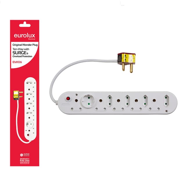 Eurolux Plug Wonder 10 Way With Surge & Overload Protection