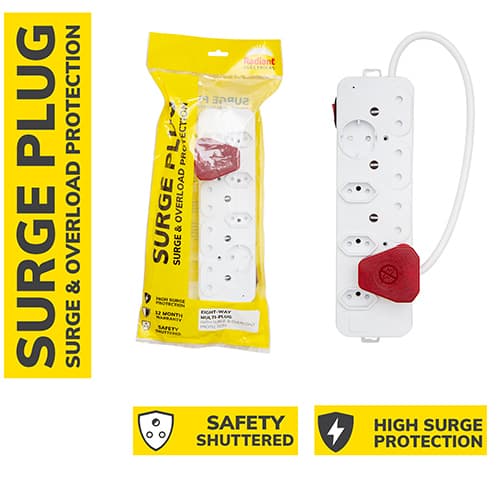 Radiant Eurolux Multi-plug Surge 8 Way With Surge & Overload Protection