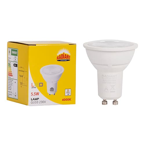 Radiant Eurolux Light Gu10 Clear Lens 7w Led 4000k Dimmable N