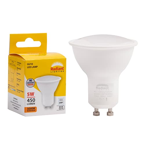 Radiant Eurolux Bulb Gu10 Frosted Lens 5w Led 3000k Non Dimmable N