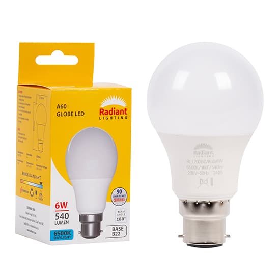 Radiant Eurolux Light Led A60 6w B22 6500k Box N