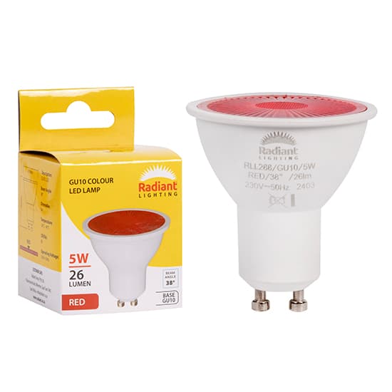 Radiant Eurolux Light Gu10 Coloured 5w Led Red N