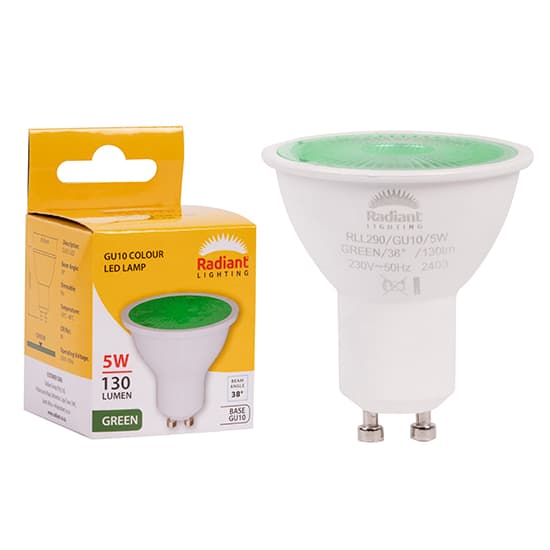 Radiant Eurolux Light Gu10 Coloured 5w Led Green N