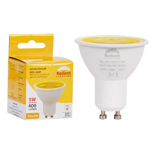 Radiant Eurolux Light Gu10 Coloured 5w Led Yellow N