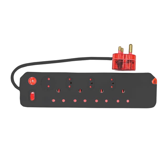 Electricmate Surge Multiplugs Multiplug 8 Way Single Switch High Level Black
