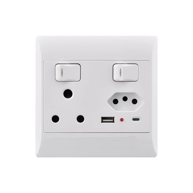 Electricmate PVC Switches and Sockets Single 16amp/3 Pin/2xusb & Switch 4x4 White
