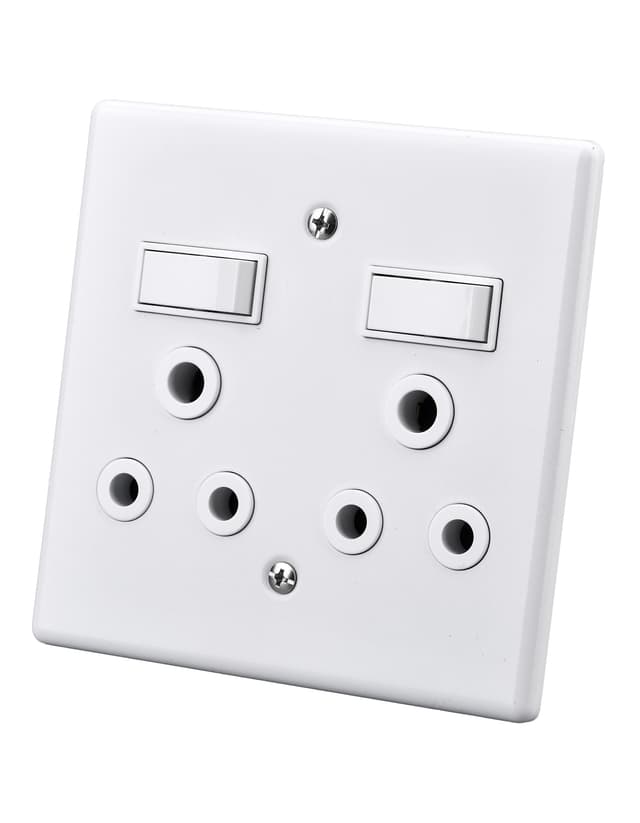 Electricmate Steel Switches and Sockets Switch & Socket Double Lever 16 Amp 4x4