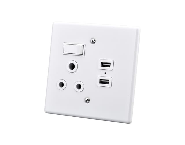 Electricmate Steel Switches and Sockets Switch & Socket Single Lever 16 Amp+2.4 Amp Usb 4x4