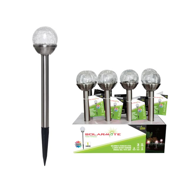 Solarmate Solar spot light D70 S/steel Crackle Ball 1 Lumen