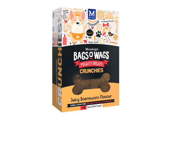 Montego Treats for Dogs Food Crunchies Juicy Boerewors 1kg