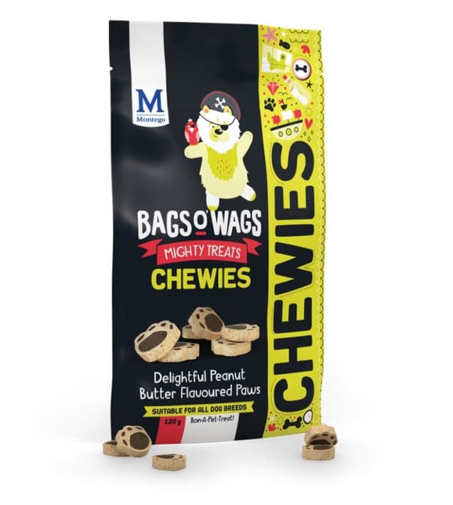 Montego Treats for Dogs Chewies Delightful Peanut Butter Paws 120g