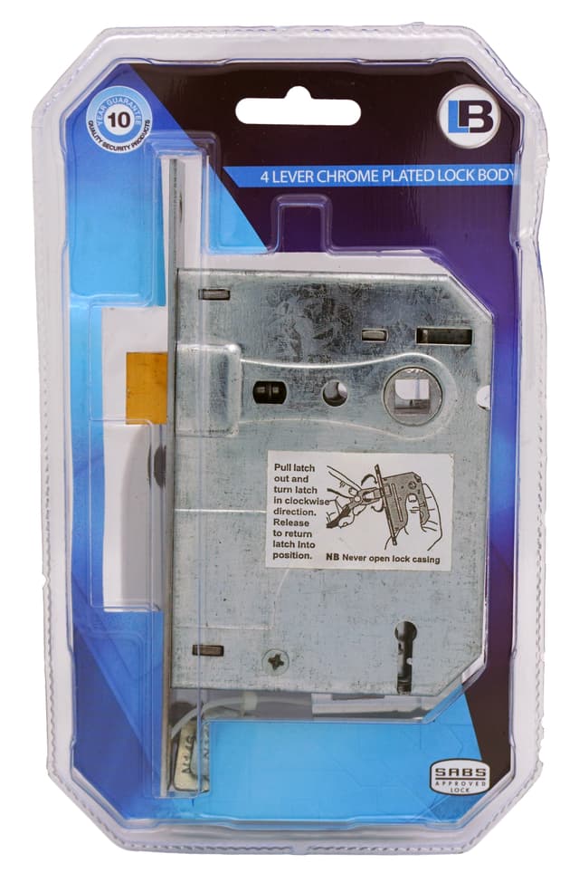 L&B Door Locks Lock Mortise Aztec 4l Chrome Plated Blister Sabs