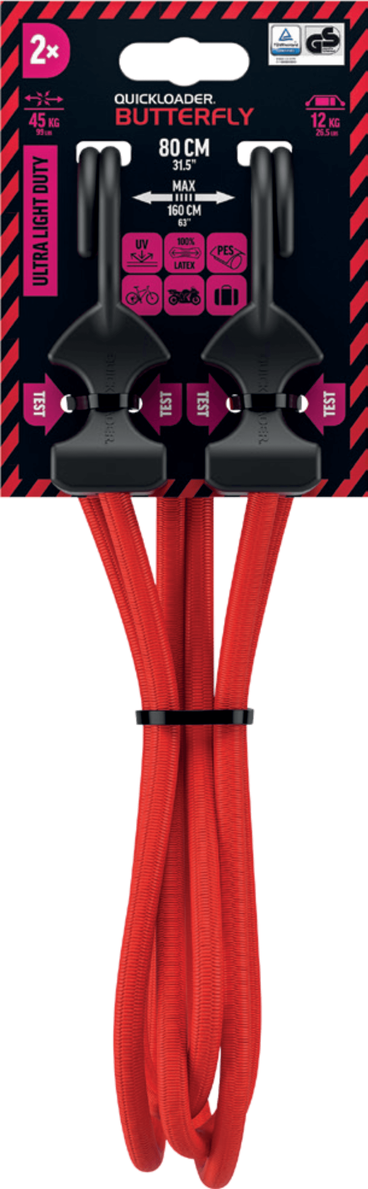 Quickloader QL Bungees and Strap Butterfly Bungee 45 Kg 80 Cm X 8 Mm 2-pack