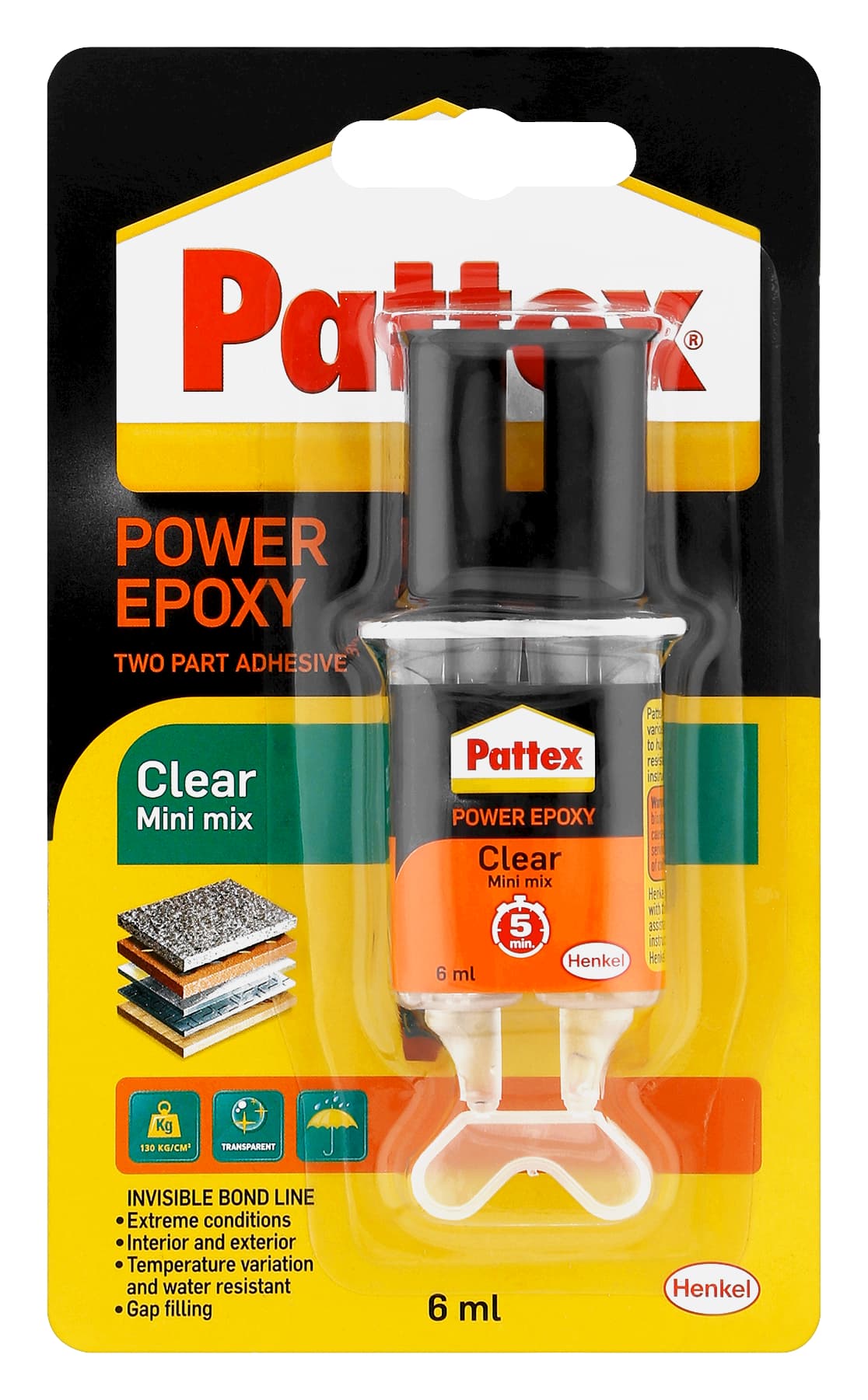 HENKEL Pattex Epoxy Clear Mini Syringe 6ml Carded