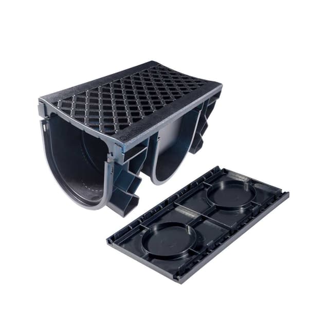 Seaqual QualiDrain - Modular Channel Drain Quali Lite-250mm Body & Cover-black Grate