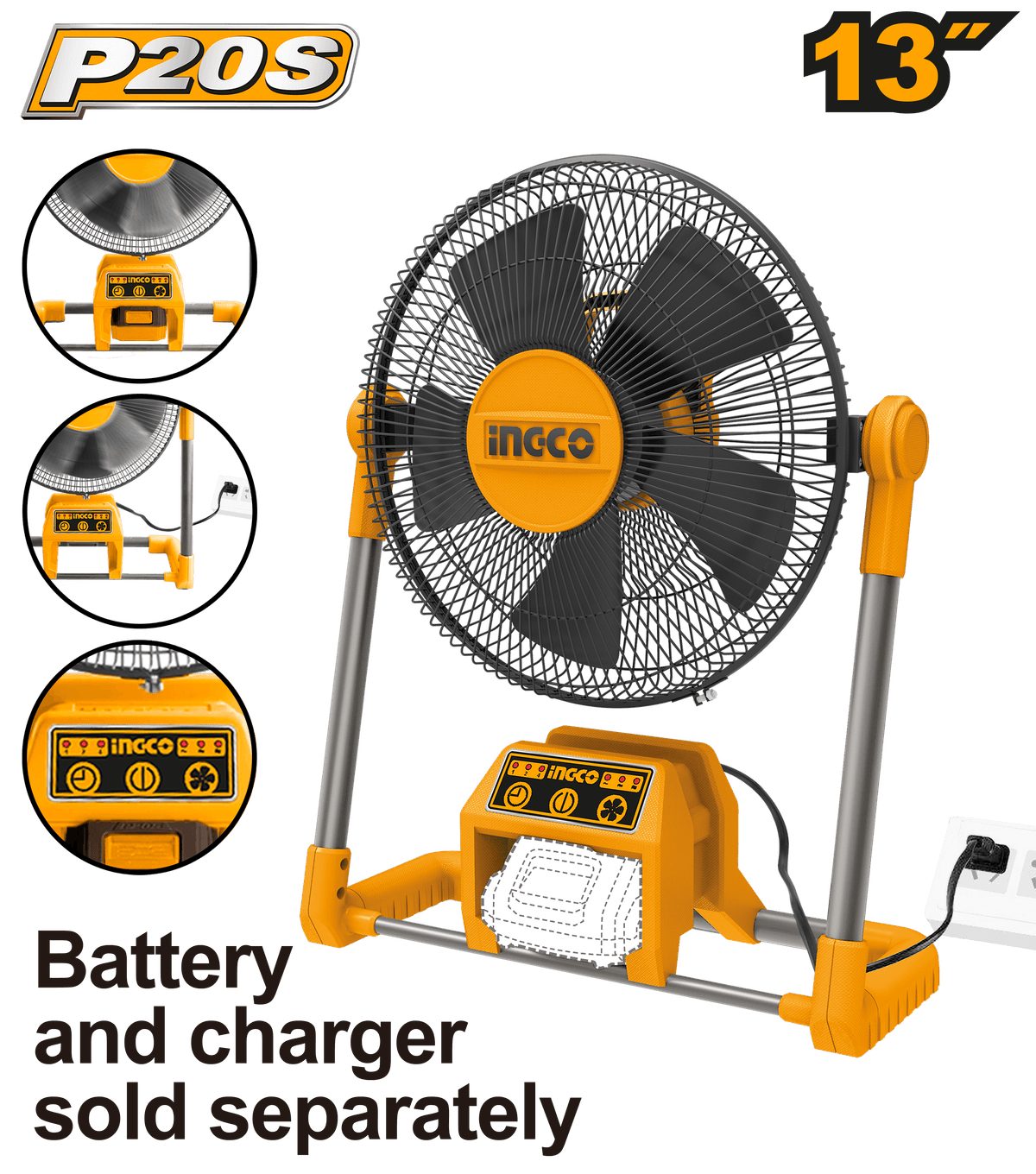 Ingco Skillcraft Fan Lithium-ion 20v 56x19x43cm