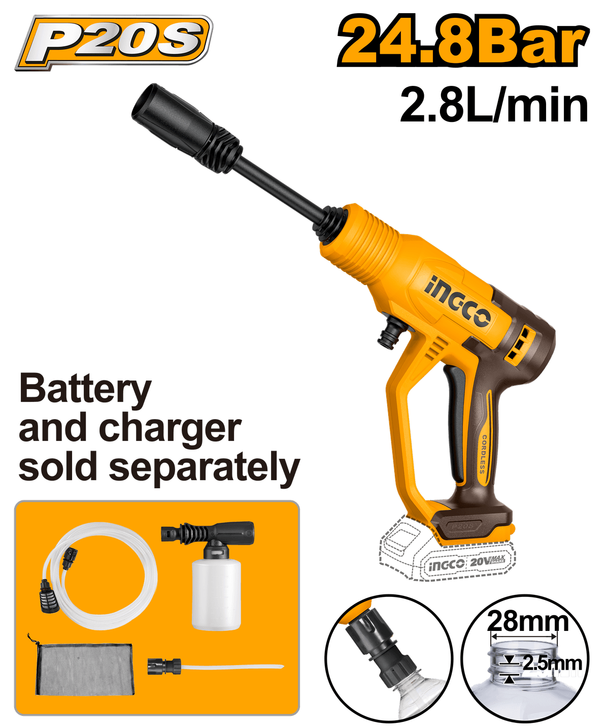 Ingco Pressure Washer 20v Lithium-ion