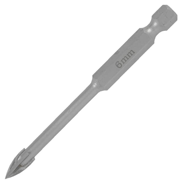 Tork Craft Glass & Tile Drill 6mm 4 Flute with Hex Shank