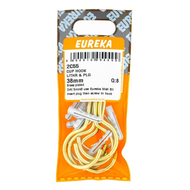Eureka Home & General Hook Cup L/thr Plg 38mm Q:8