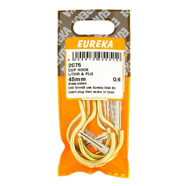 Eureka Home & General Hook Cup L/thr Plg 45mm Q:6