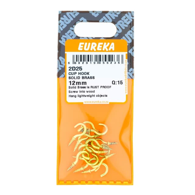 Eureka Home & General Hook Cup Solid Brass 12mm Q:15